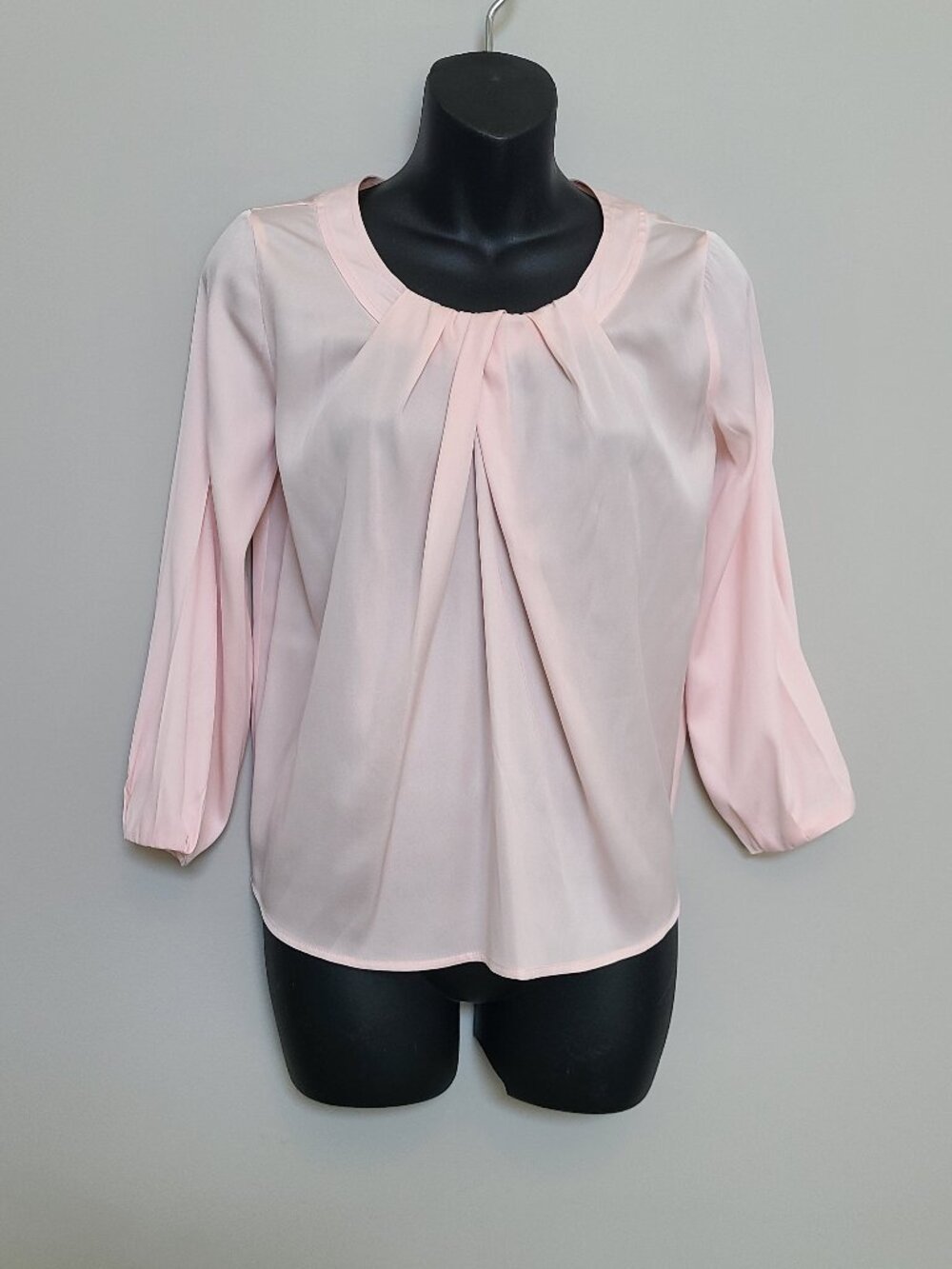 Talbots Petites 0P Pink Silk Blouse gathered neckline